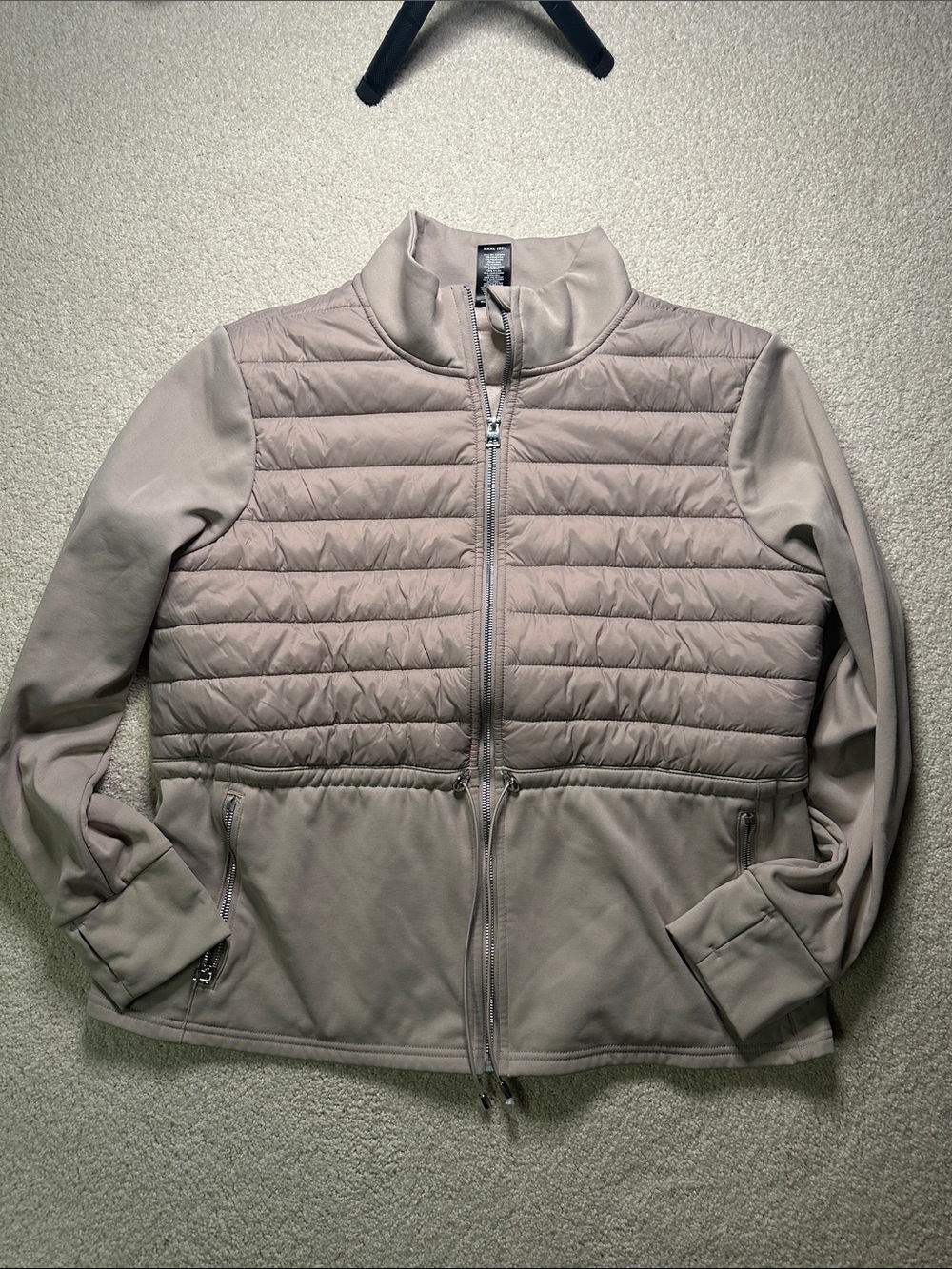 Avia Light Taupe Quilted-Front Full-Zip Jacket